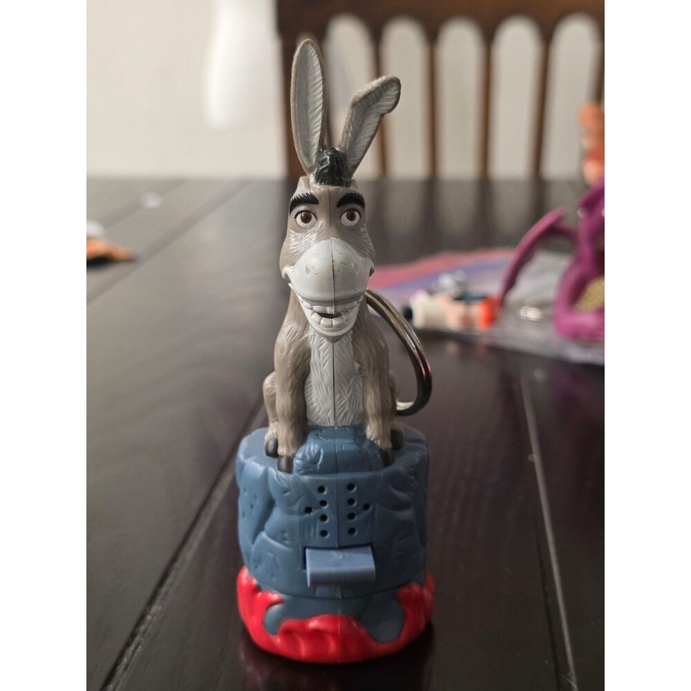2001 Dreamworks Shrek Burger King Donkey Happy Meal Vintage Toy Keychain